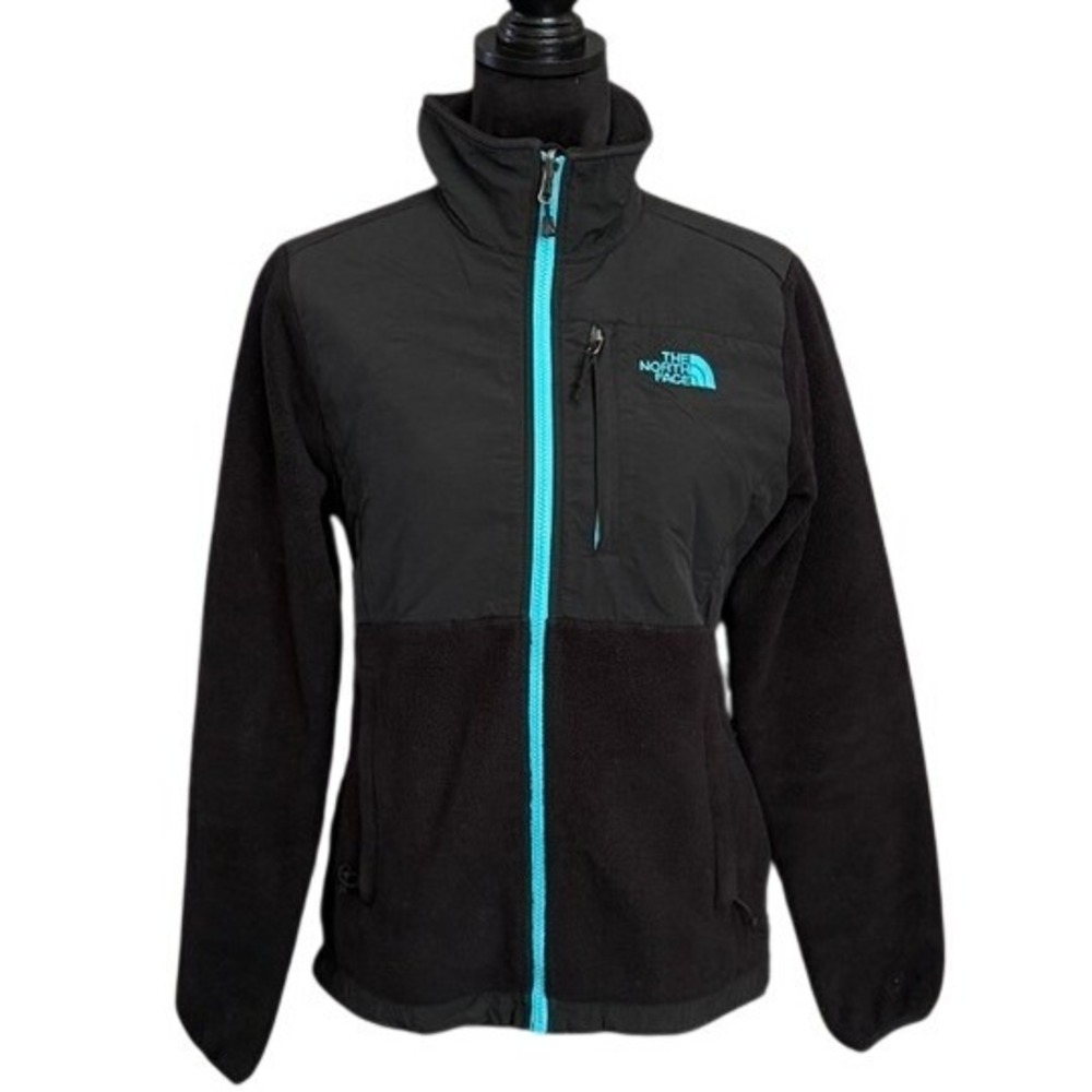 The North Face Denali Polartec Fleece Jacket‎ Womens Small Black Teal Full Zip